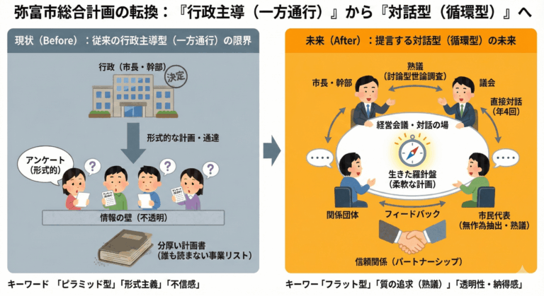 弥富市政改革：総合計画を「形式」から「対話」へ-min