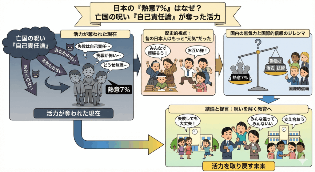 日本の「熱意7％」はなぜ？亡国の呪い「自己責任論」が奪った活力-min