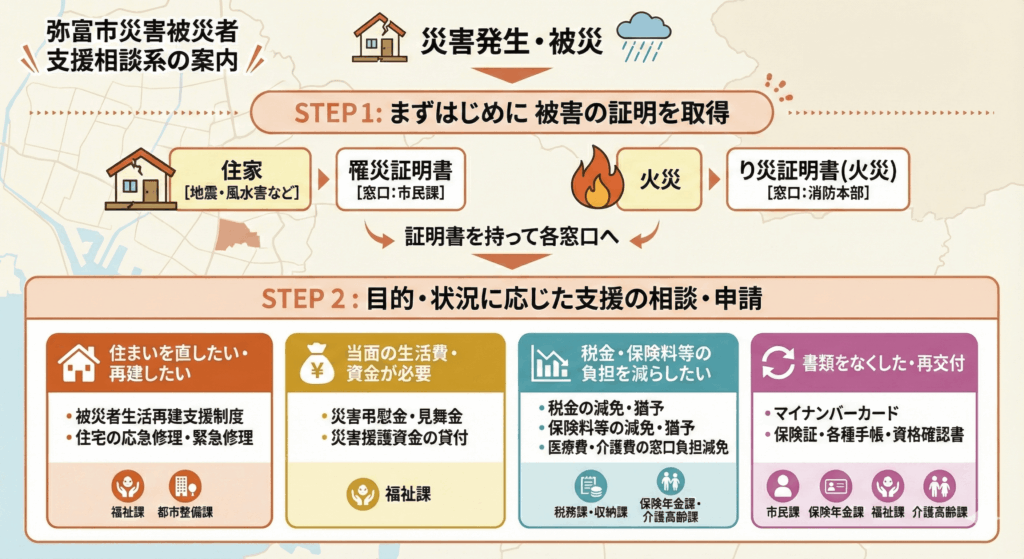 【弥富市】被災者支援制度のご案内-min