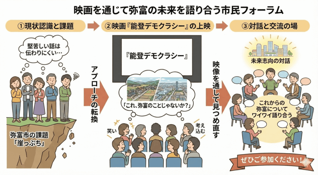 能登デモクラシーを観て話し合う-min