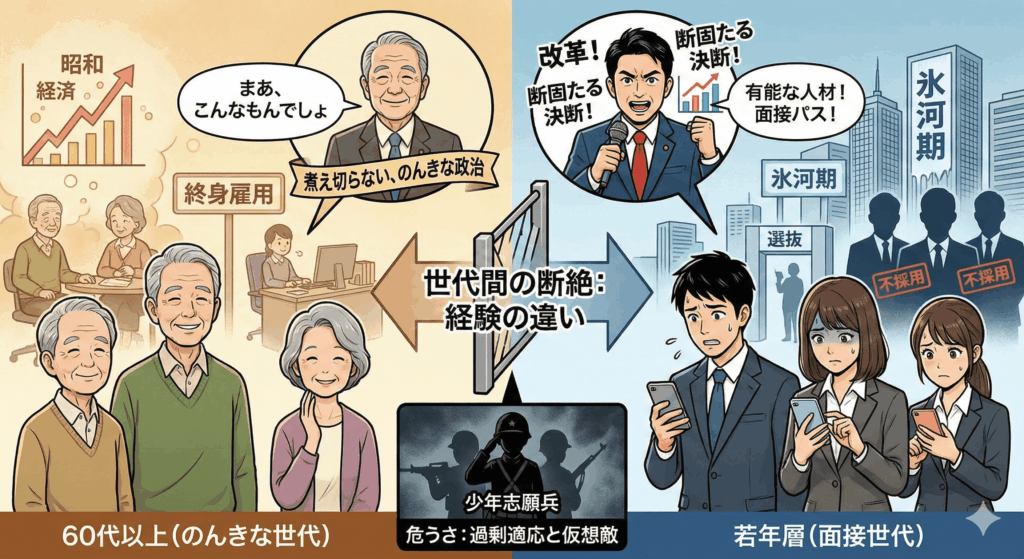 若者の支持傾向に関する独自仮説： 「面接（ふるい落とし）世代」